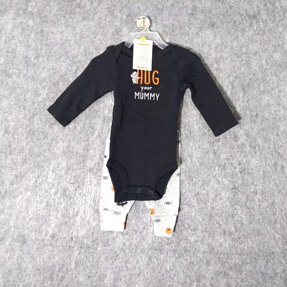 Carters One Piece Set 3 Month Halloween Mummy Pumpkin Bat Long‎ Sleeve Pant
